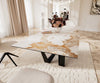 Dining Table Aurora 180-220x100cm Ceramic Beige Spider Frame Black