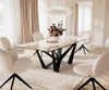 Dining Table Aurora 180-220x100cm Ceramic Beige Spider Frame Black