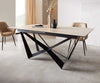 Dining Table Aurora 180-220x100cm Ceramic Travertine Spider Frame Black