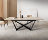 Dining Table Aurora 180-220x100cm Ceramic Travertine Spider Frame Black