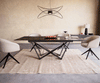 Dining Table Aurora 180-220x100cm Glass Black Spider Frame Black