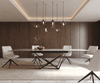 Dining Table Aurora 200-300x100cm Ceramic Beige Spider Frame Black