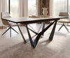 Extendable Dining Table Aurora 200-300x100cm Ceramic Sabbia Oak-Look Spider Frame Black