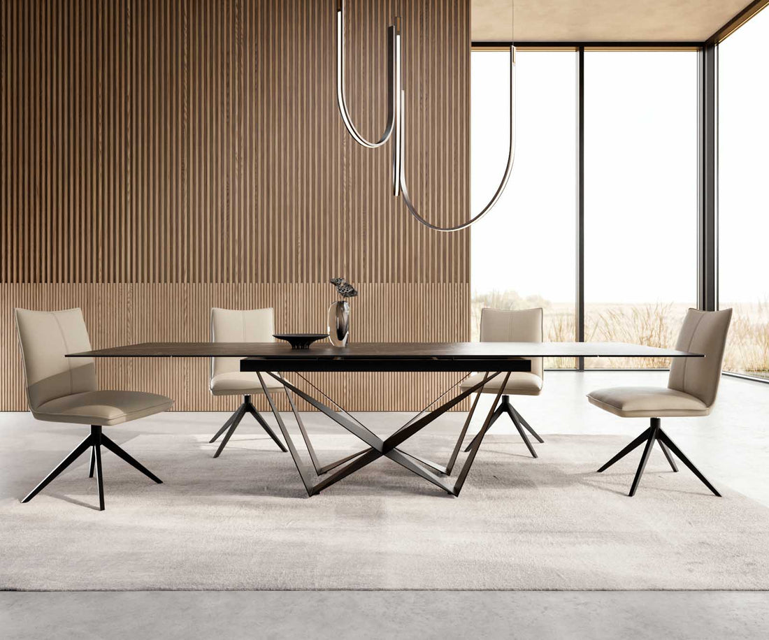 Extendable Dining Table Aurora 200-300x100cm Ceramic Noir Desir Brown Spider Frame Black