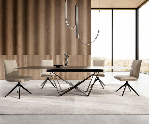 Extendable Dining Table Aurora 200-300x100cm Ceramic Noir Desir Brown Spider Frame Black