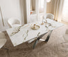 Dining Table Aurora 180-220x100cm Ceramic Gold Spider Frame Silver