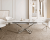 Dining Table Aurora 180-220x100cm Ceramic Gold Spider Frame Silver