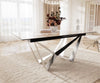 Dining Table Aurora 180-220x100cm Ceramic Beige Spider Frame Silver