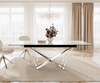 Dining Table Aurora 180-220x100cm Ceramic Beige Spider Frame Silver