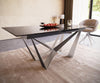 Dining Table Aurora 180-220x100cm Glass Black Spider Frame Silver