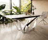 Dining Table Aurora 200-300x100cm Ceramic Gold Spider Frame Silver