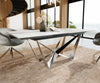 Extendable Dining Table Aurora 200-300x100cm Ceramic Statuarietto White Spider Frame Silver