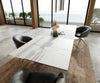 Extendable Dining Table Aurora 200-300x100cm Ceramic Statuarietto White Spider Frame Silver