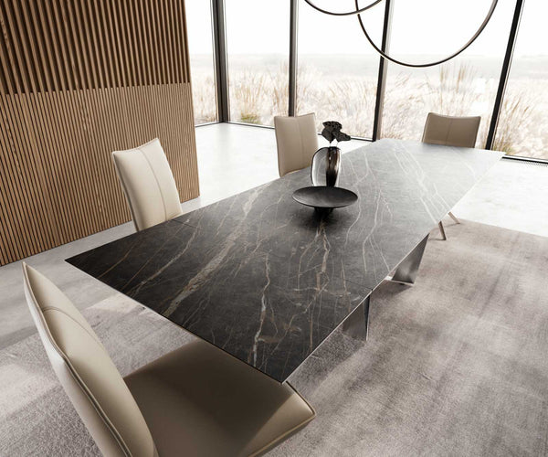 Dining Table Aurora 200-300x100cm Ceramic Brown Spider Frame Silver