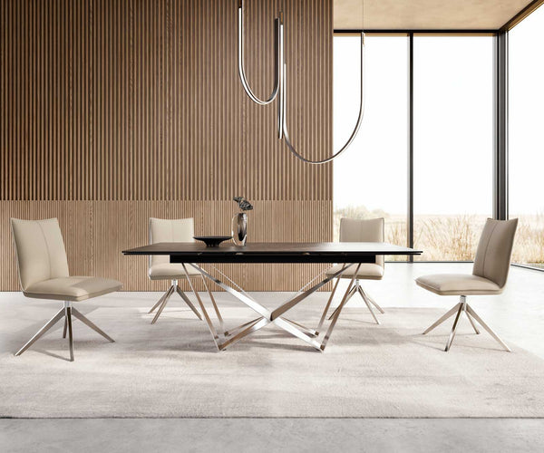 Dining Table Aurora 200-300x100cm Ceramic Brown Spider Frame Silver