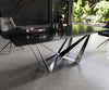 Dining Table Aurora 200-300x100cm Glass Black Spider Frame Silver