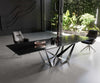 Dining Table Aurora 200-300x100cm Glass Black Spider Frame Silver