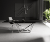 Dining Table Aurora 200-300x100cm Glass Black Spider Frame Silver