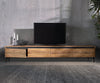 TV Stand Stonegrace 240 cm 4 Doors Acacia Wood Natural Foot Oval Metal Black