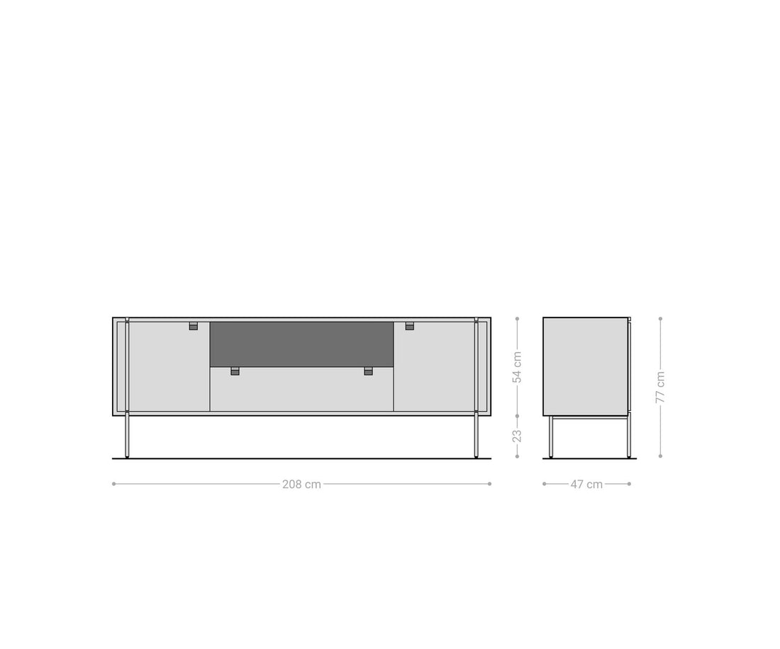 Sideboard Rivoro 175cm Acacia Wood Natural 2 Doors 1 Drawer 1 Compartment