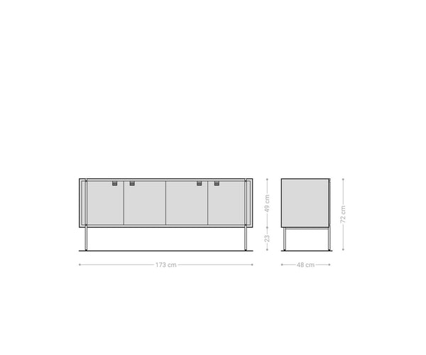 Sideboard Rivoro 210cm Acacia Wood Natural 4 Doors