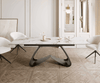 Extendable Dining Table Aurora 180-220x100cm Ceramic Calacatta Luxe Gold W-Frame Titanium