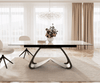 Dining Table Aurora 180-220x100cm Ceramic Beige W-Frame Titanium