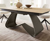 Extendable Dining Table Aurora 180-220x100cm Ceramic Sabbia Oak-Look W-Frame Titanium