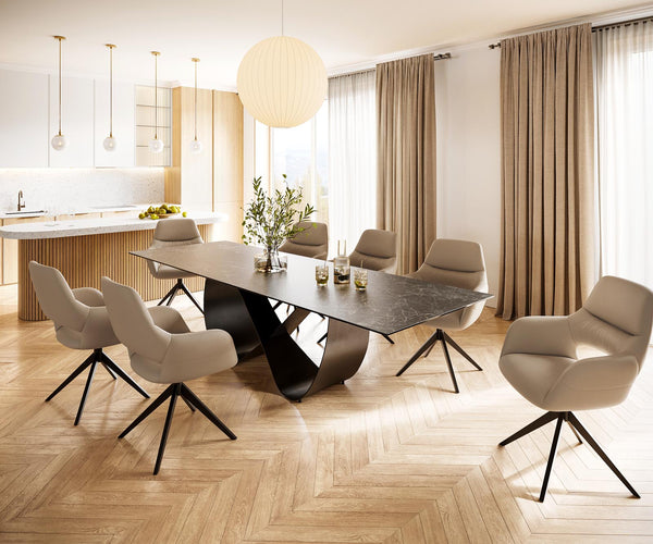 Dining Table Aurora 300x100cm Ceramic Anthracite Infinity Frame Black