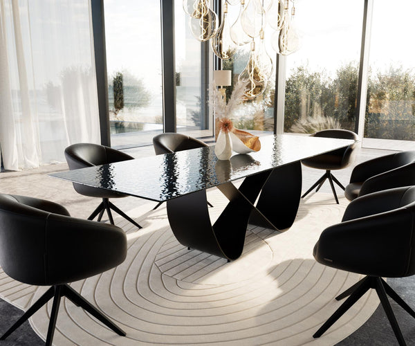 Dining Table Aurora 300x100cm Glass Black Infinity Frame Black