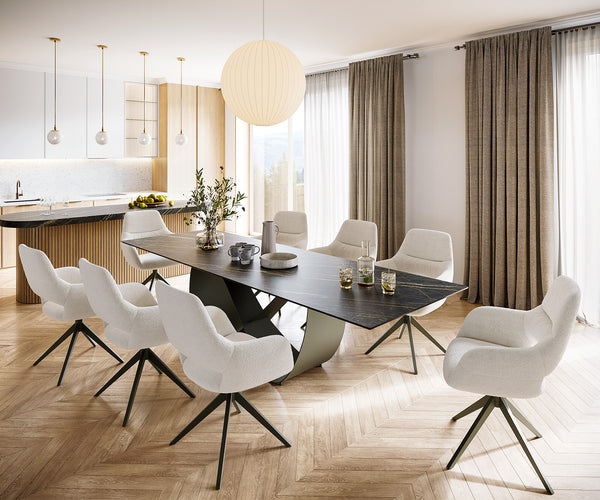 Dining Table Aurora 300x100cm Ceramic Brown Infinity Frame Titanium