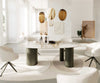Dining Table Aurora Oval 220cm Ceramic Minas Melange Beige Three Pillars Frame Titanium