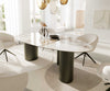 Dining Table Aurora Oval 220cm Ceramic Minas Melange Beige Three Pillars Frame Titanium