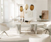 Dining Table Aurora Oval 220cm Ceramic Minas Melange Beige Four Pillars Frame Silver