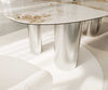 Dining Table Aurora Oval 220cm Ceramic Minas Melange Beige Four Pillars Frame Silver