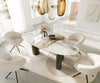 Dining Table Aurora Oval 220cm Ceramic Minas Melange Beige Four Pillars Frame Titanium