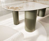Dining Table Aurora Oval 220cm Ceramic Minas Melange Beige Four Pillars Frame Titanium