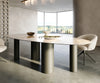 Dining Table Aurora Oval Ceramic 280cm Beige Four Pillars Frame Titanium