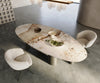 Dining Table Aurora Oval Ceramic 280cm Beige Four Pillars Frame Titanium