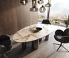 Dining Table Aurora Oval 220cm Ceramic Patagonia Lappato Beige Four Pillars Frame Graphite