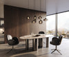 Dining Table Aurora Oval 220cm Ceramic Patagonia Lappato Beige Four Pillars Frame Graphite