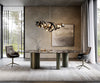 Dining Table Aurora Oval 280x130cm Ceramic Agate Black Three Pillars Frame Titanium