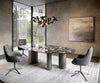 Dining Table Aurora Oval 280x130cm Ceramic Agate Black Three Pillars Frame Titanium