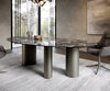 Dining Table Aurora Oval 280x130cm Ceramic Agate Black Three Pillars Frame Titanium
