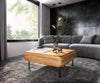 Coffee Table Shavani 90x90 cm 2 Drawers Acacia Wood Natural 4 Legs Black