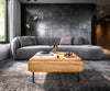 Coffee Table Shavani 90x90 cm 2 Drawers Acacia Wood Natural 4 Legs Black