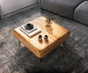 Coffee Table Shavani 90x90 cm 2 Drawers Acacia Wood Natural 4 Legs Black