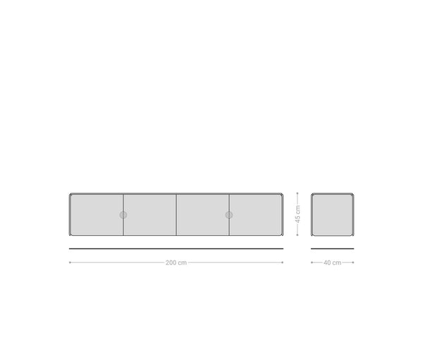 Floating TV Stand Shavani 200cm 4 Doors Acacia Wood Natural
