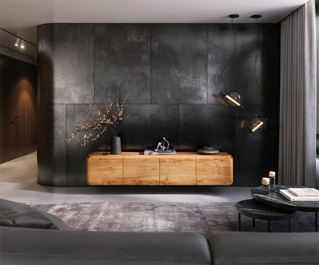 Floating TV Stand Shavani 200cm 4 Doors Acacia Wood Natural