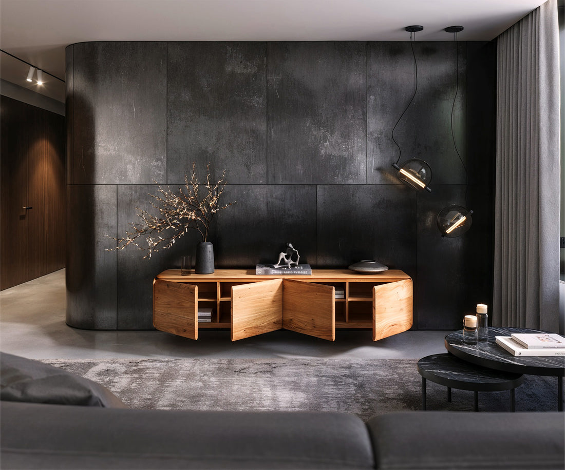 Floating TV Stand Shavani 200cm 4 Doors Acacia Wood Natural